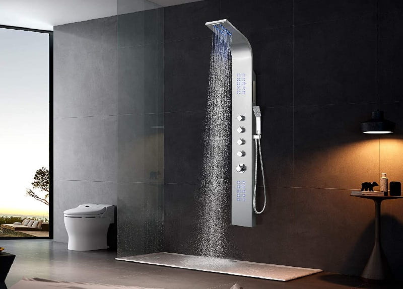 Edelstahl Premium Duschpaneel mit Ablage 160 cm hoch Regendusche Duschsäule 2020 